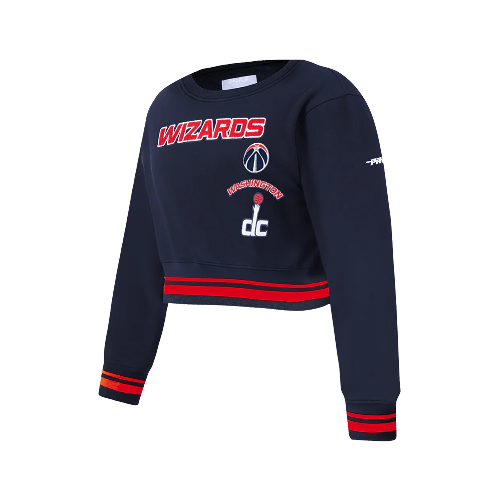 NBA WASHINGTON WIZARDS RETRO CLASSIC BIG GIRLS RIB FLEECE CREWNECK (MIDNIGHT NAVY/RED/MIDNIGHT NAVY) - Image 2