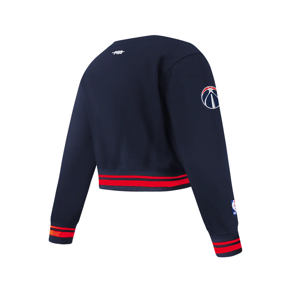 NBA WASHINGTON WIZARDS RETRO CLASSIC BIG GIRLS RIB FLEECE CREWNECK (MIDNIGHT NAVY/RED/MIDNIGHT NAVY) - Image 4
