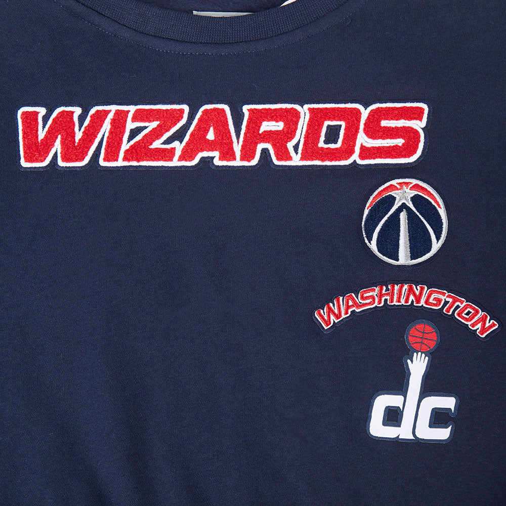 NBA WASHINGTON WIZARDS RETRO CLASSIC BIG GIRLS RIB FLEECE CREWNECK (MIDNIGHT NAVY/RED/MIDNIGHT NAVY) - Image 5