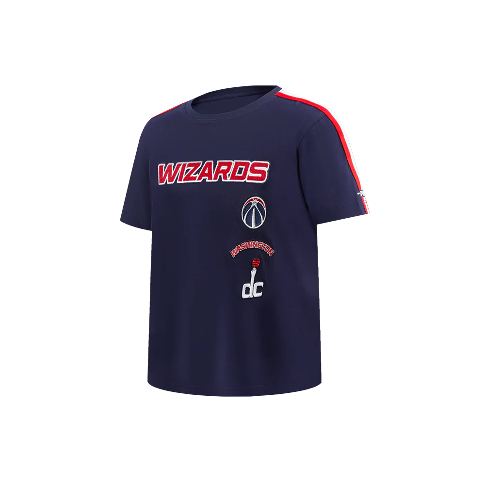 NBA WASHINGTON WIZARDS RETRO CLASSIC LITTLE BOYS SHORT SLEEVE TAPING TEE (MIDNIGHT NAVY/RED) - Image 2