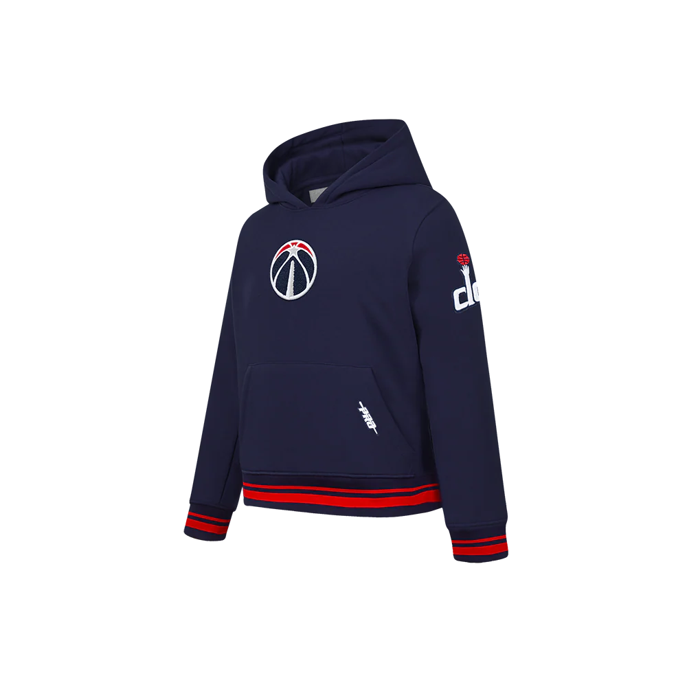 NBA WASHINGTON WIZARDS RETRO CLASSIC LITTLE BOYS RIB FLEECE PULLOVER HOODIE (MIDNIGHT NAVY/RED/MIDNIGHT NAVY) - Image 2