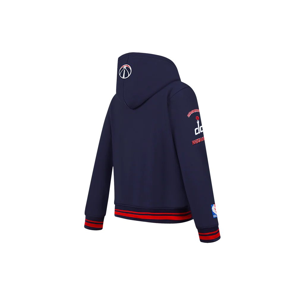 NBA WASHINGTON WIZARDS RETRO CLASSIC LITTLE BOYS RIB FLEECE PULLOVER HOODIE (MIDNIGHT NAVY/RED/MIDNIGHT NAVY) - Image 4