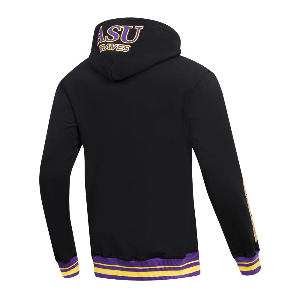 ALCORN STATE UNIVERSITY CLASSIC MEN'S STACKED LOGO PULLOVER HOODIE (BLACK) - Image 4