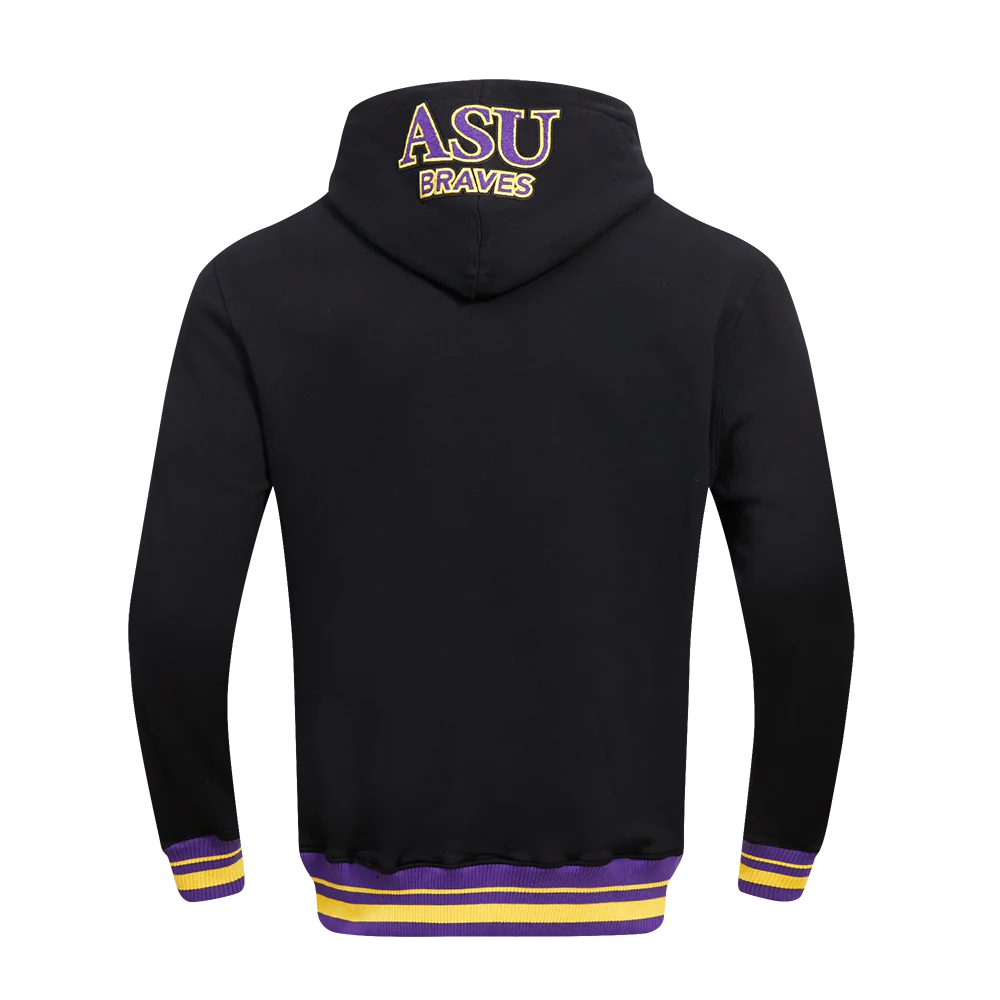 ALCORN STATE UNIVERSITY CLASSIC MEN'S STACKED LOGO PULLOVER HOODIE (BLACK) - Image 5