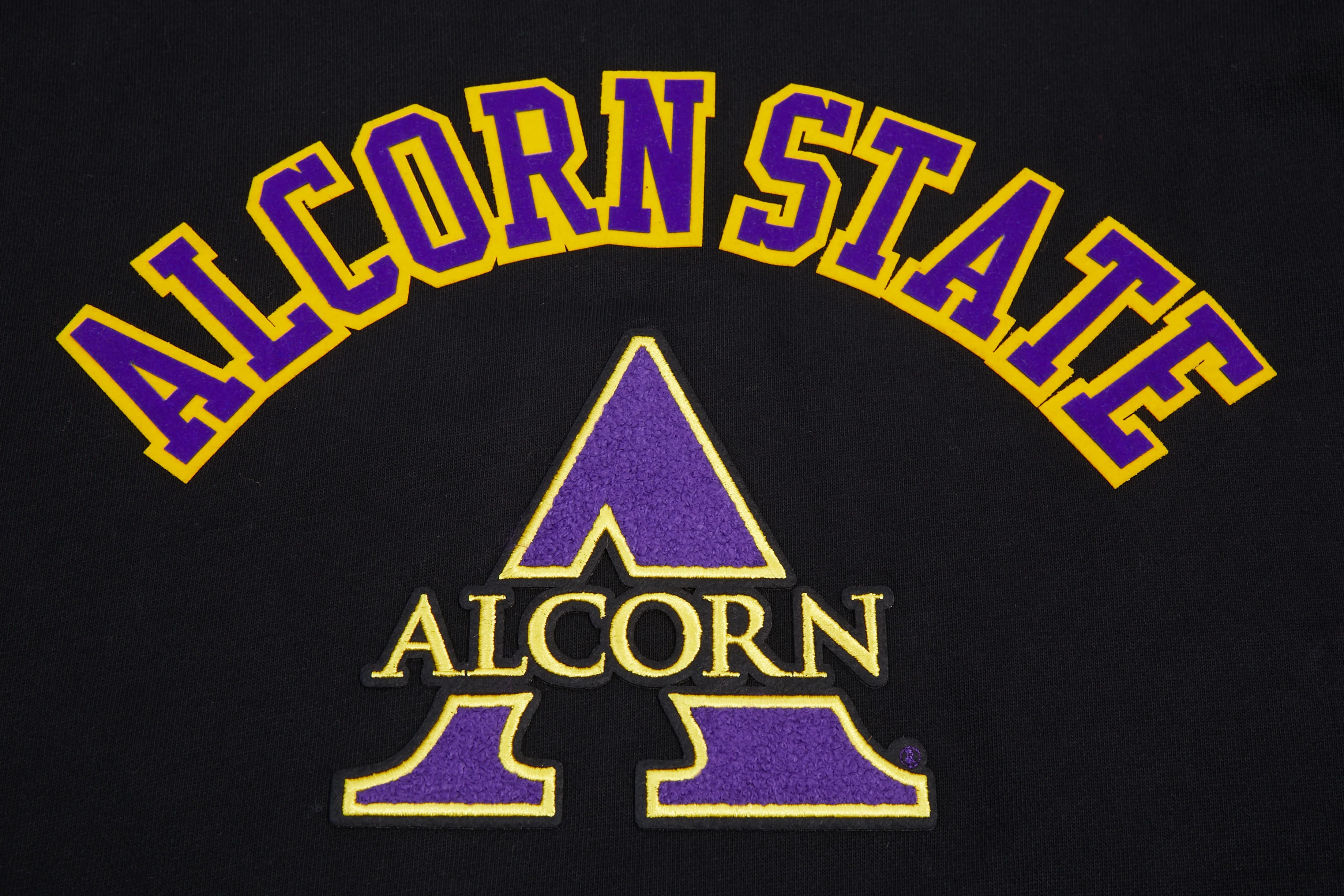 ALCORN STATE UNIVERSITY CLASSIC MEN'S STACKED LOGO PULLOVER HOODIE (BLACK) - Image 7