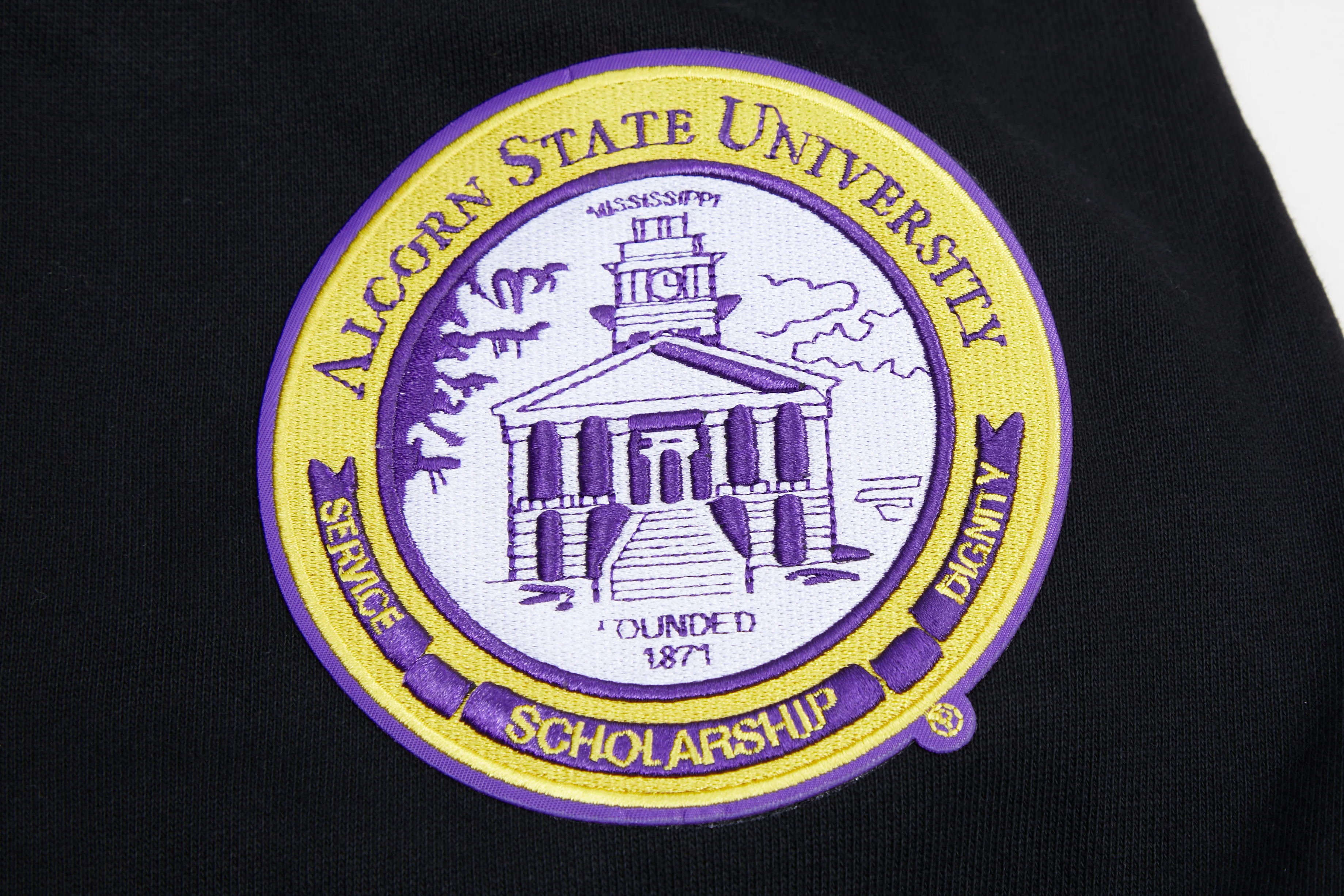 ALCORN STATE UNIVERSITY CLASSIC MEN'S STACKED LOGO PULLOVER HOODIE (BLACK) - Image 9