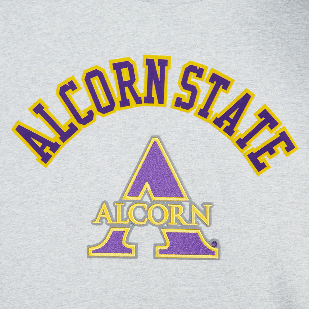 ALCORN STATE UNIVERSITY CLASSIC MEN'S STACKED LOGO PO HOODIE (HEATHER GREY) - Image 7