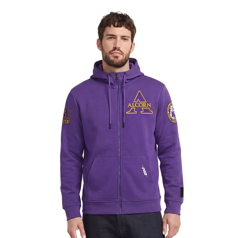 ALCORN STATE UNIVERSITY CLASSIC MEN'S FZ PO HOODIE (PURPLE)
