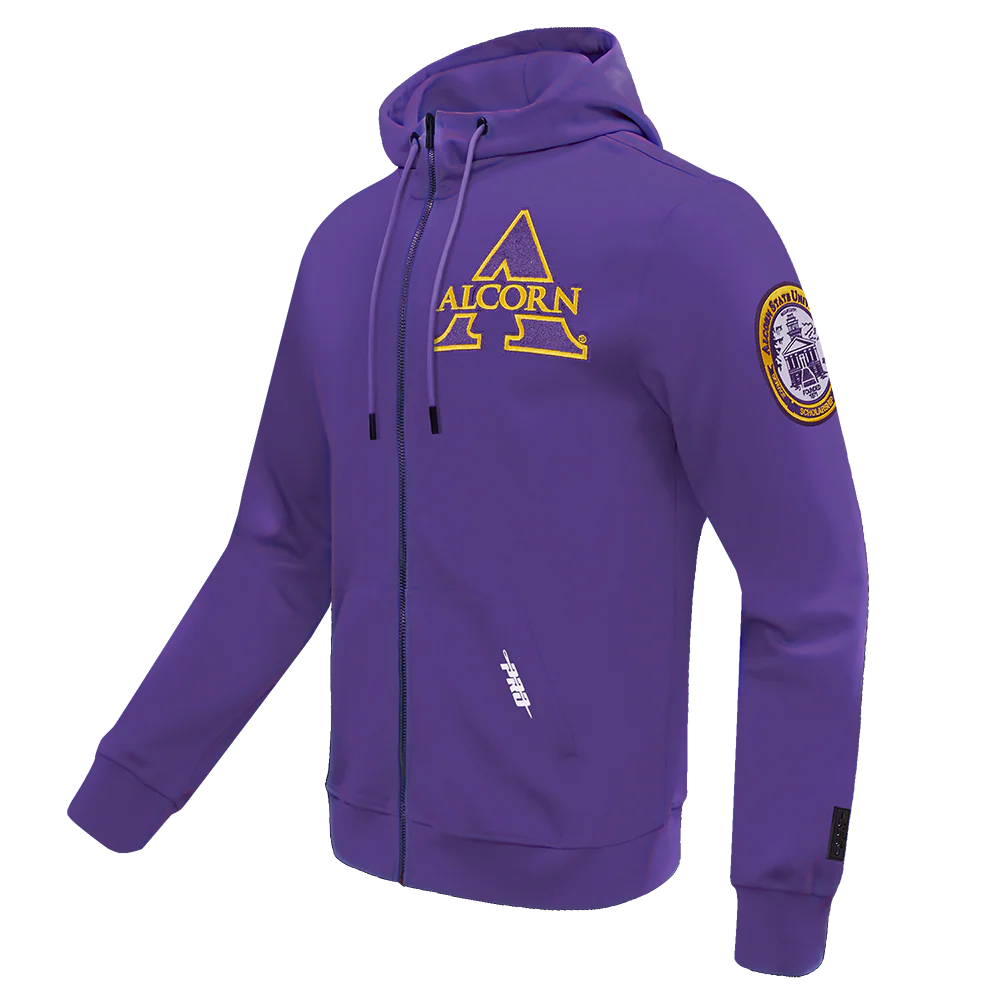ALCORN STATE UNIVERSITY CLASSIC MEN'S FZ PO HOODIE (PURPLE) - Image 3