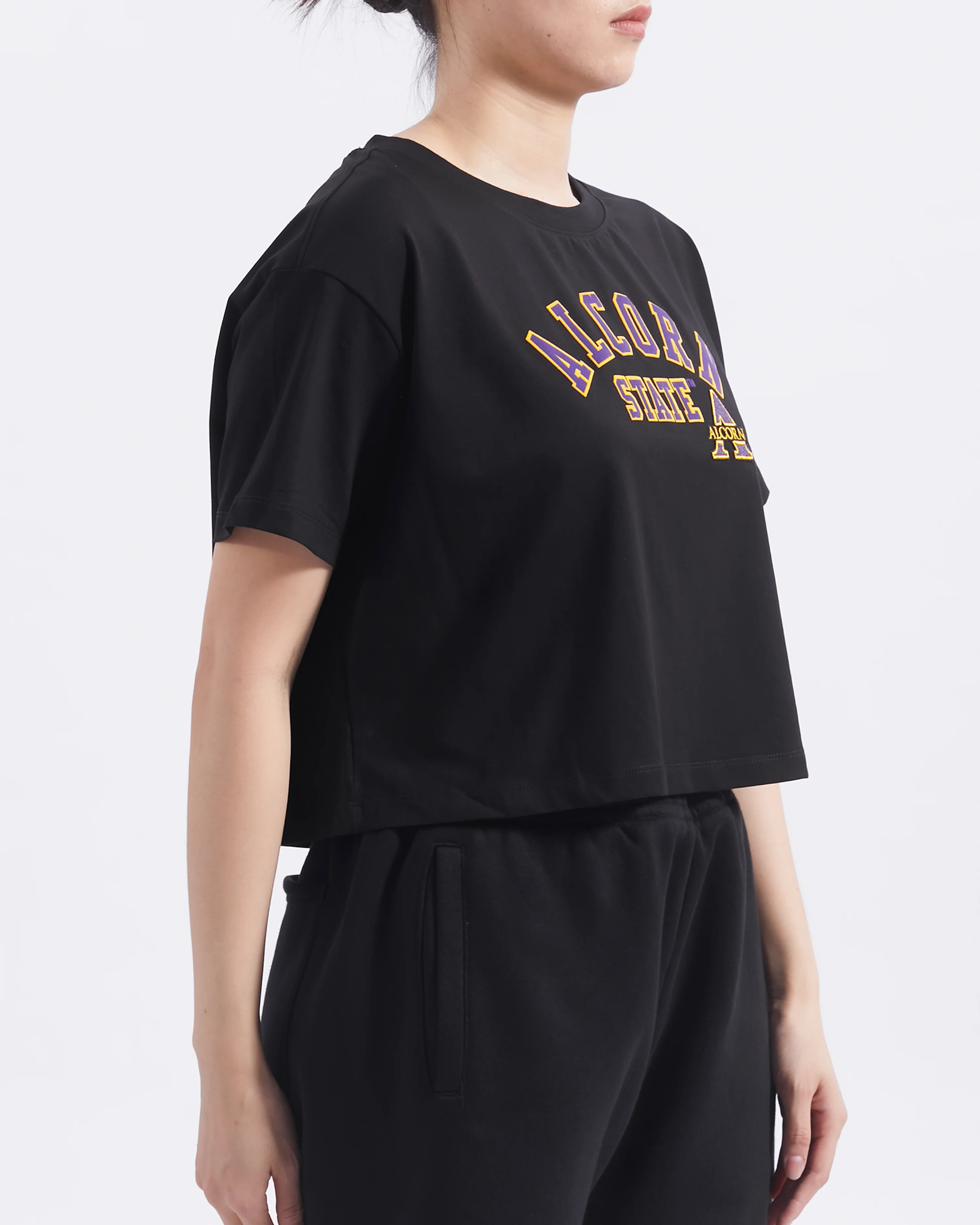 COLLEGE ALCORN STATE UNIVERSITY CLASSIC WOMEN'S SJ BOXY TEE (BLACK) - Image 4