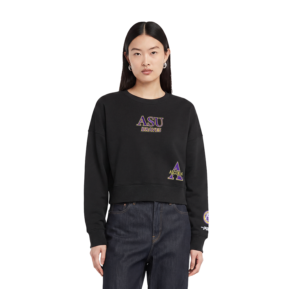 COLLEGE ALCORN STATE UNIVERSITY WINGSPAN WOMEN'S FLC CREWNECK (BLACK) - Image 2