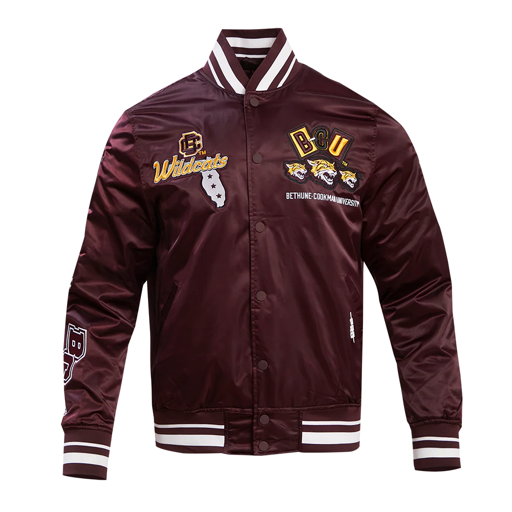 BETHUNE-COOKMAN UNIVERSITY HOMECOMING RIB MEN'S SATIN JACKET (WINE)