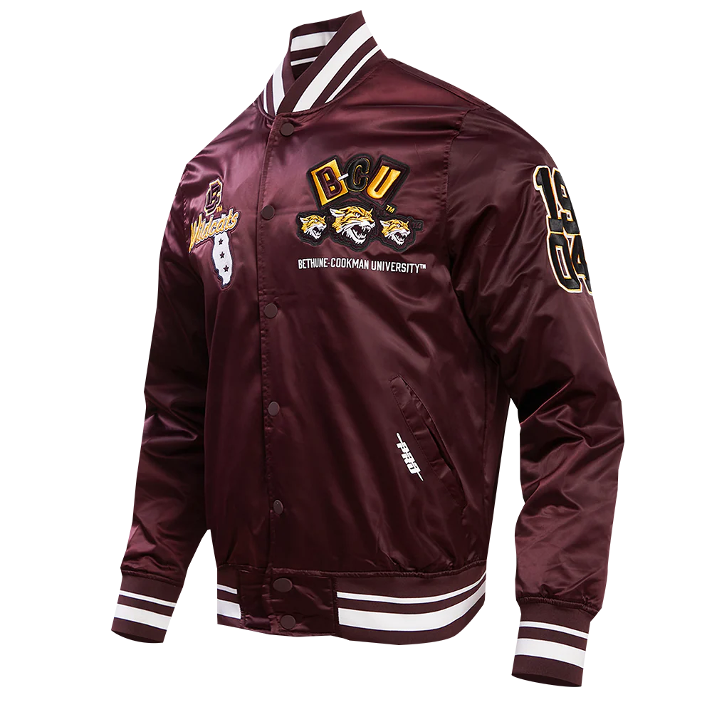 BETHUNE-COOKMAN UNIVERSITY HOMECOMING RIB MEN'S SATIN JACKET (WINE) - Image 2