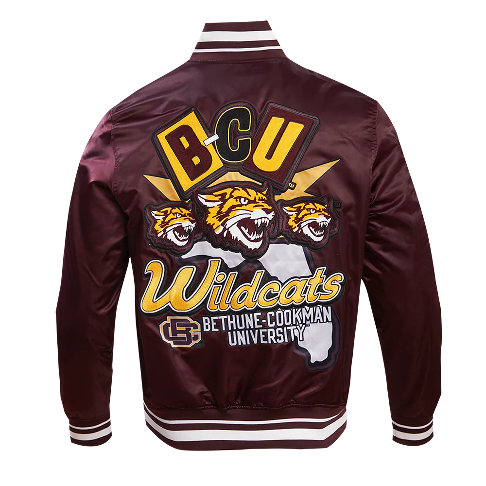 BETHUNE-COOKMAN UNIVERSITY HOMECOMING RIB MEN'S SATIN JACKET (WINE) - Image 3