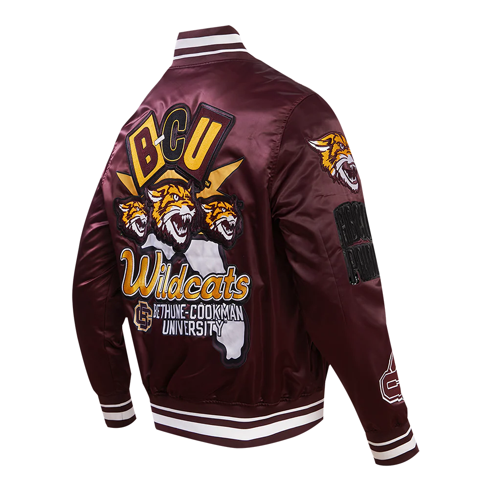 BETHUNE-COOKMAN UNIVERSITY HOMECOMING RIB MEN'S SATIN JACKET (WINE) - Image 4