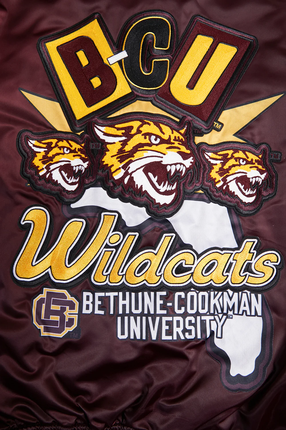 BETHUNE-COOKMAN UNIVERSITY HOMECOMING RIB MEN'S SATIN JACKET (WINE) - Image 5