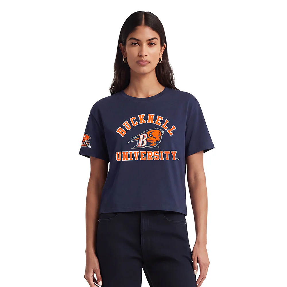 COLLEGE BUCKNELL UNIVERSITY CLASSIC WOMEN'S SJ BOXY TEE (MIDNIGHT NAVY)