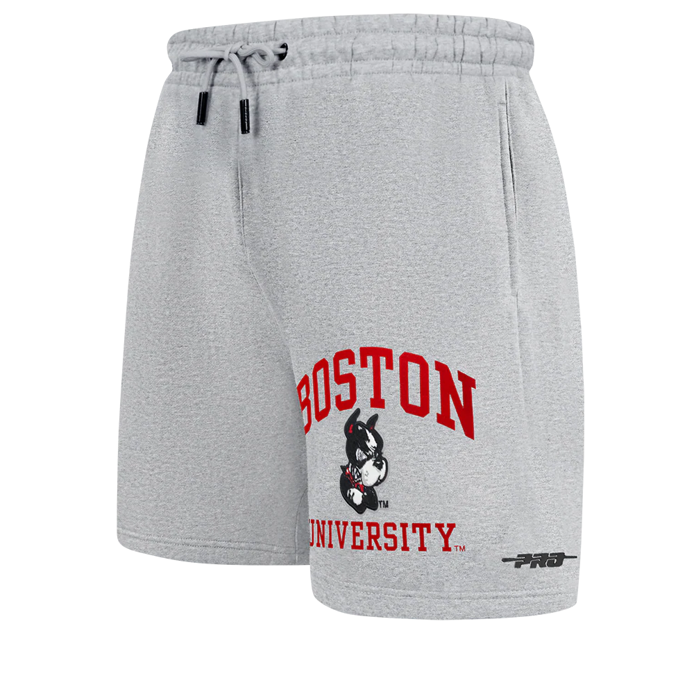 BOSTON UNIVERSITY CLASSIC MEN'S STACKED LOGO SHORT (HEATHER GREY)
