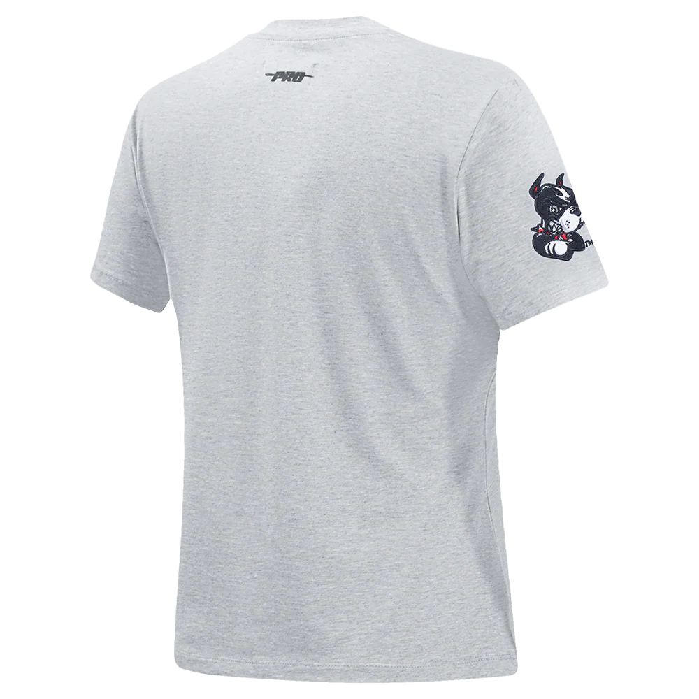 BOSTON UNIVERSITY CLASSIC WOMEN'S SINGLE JERSEY SLIM FIT TEE (HEATHER GREY) - Image 3