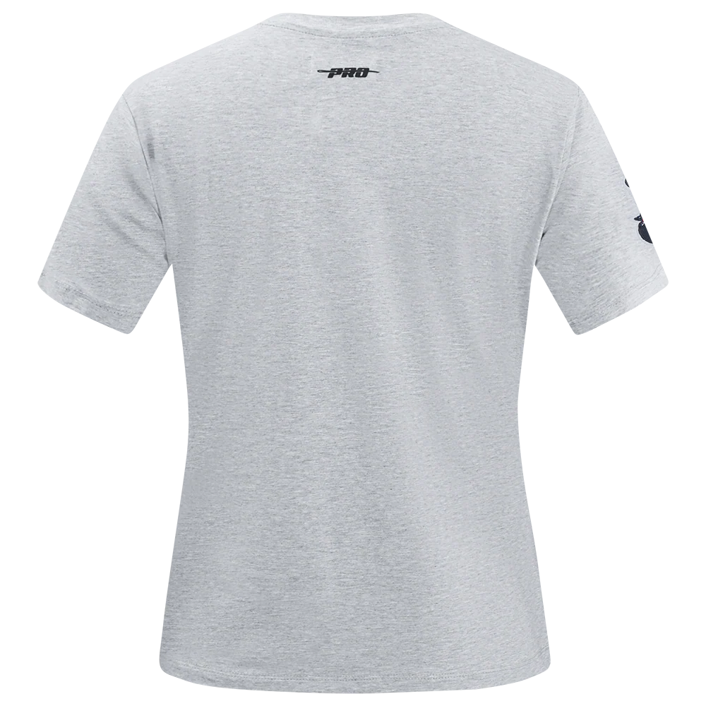 BOSTON UNIVERSITY CLASSIC WOMEN'S SINGLE JERSEY SLIM FIT TEE (HEATHER GREY) - Image 4