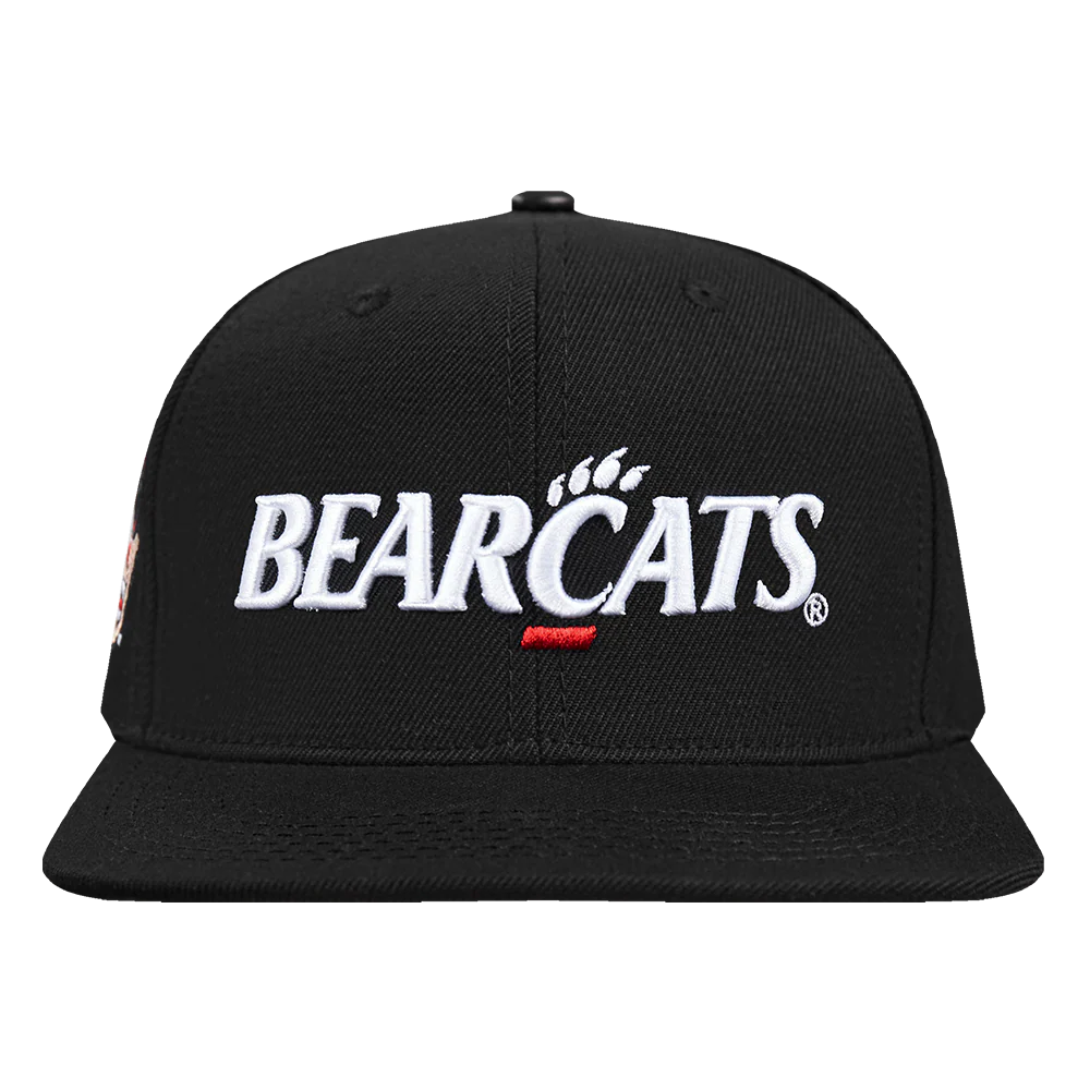 UNIVERSITY OF CINCINNATI CLASSIC UNISEX STACKED LOGO WOOL SNAPBACK (BLACK)