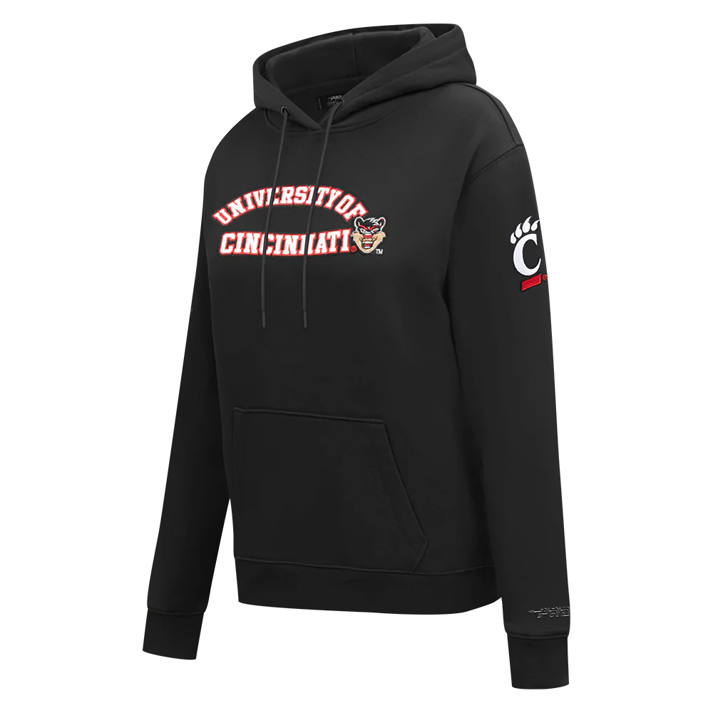 COLLEGE UNIVERSITY OF CINCINNATI CLASSIC WOMEN'S FLC PO HOODIE (BLACK) - Image 4