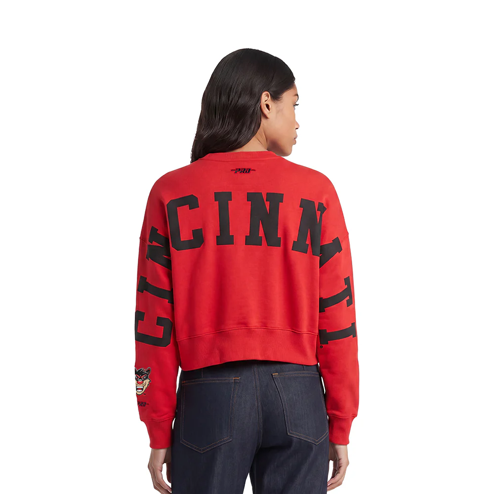 COLLEGE UNIVERSITY OF CINCINNATI WINGSPAN WOMEN'S FLC CREWNECK (RED)