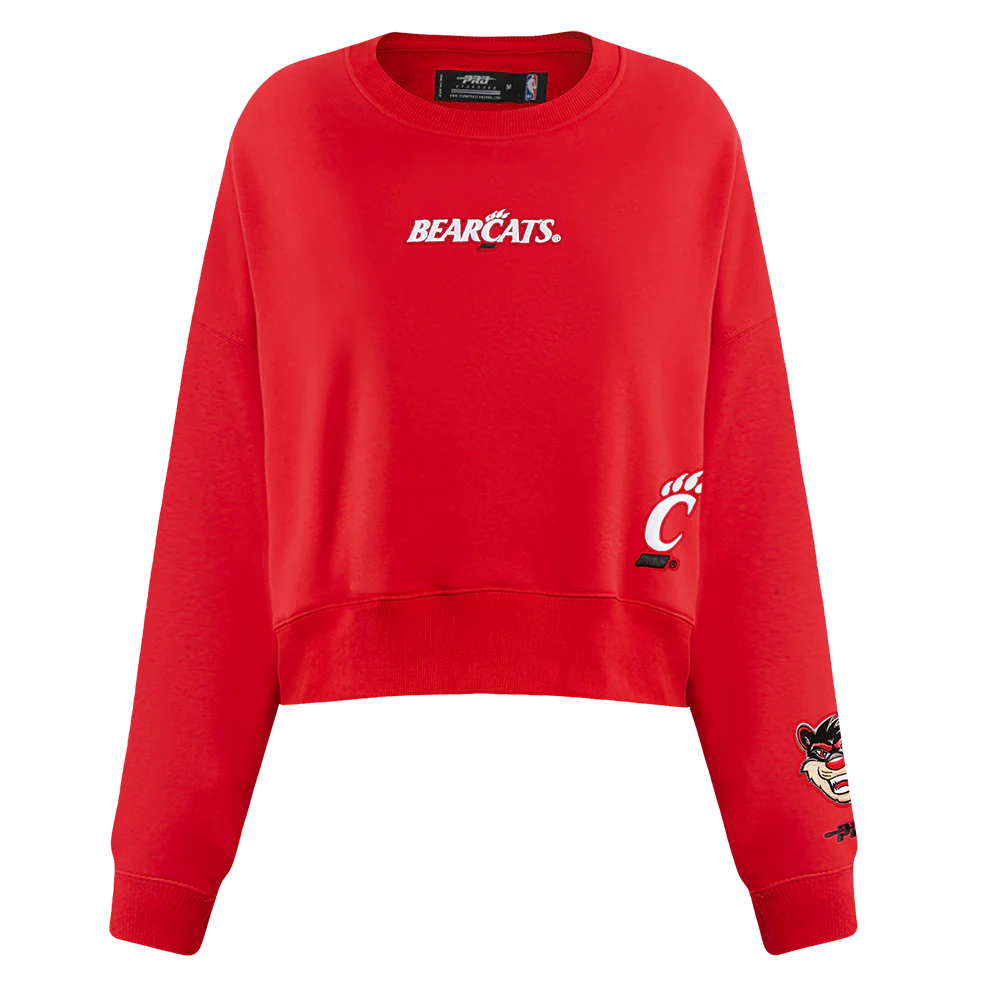 COLLEGE UNIVERSITY OF CINCINNATI WINGSPAN WOMEN'S FLC CREWNECK (RED) - Image 3