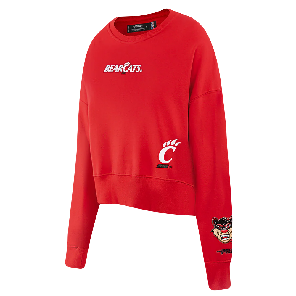 COLLEGE UNIVERSITY OF CINCINNATI WINGSPAN WOMEN'S FLC CREWNECK (RED) - Image 4