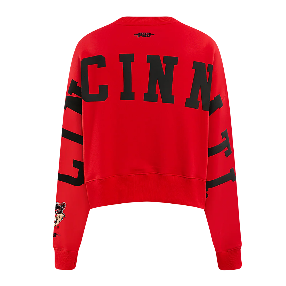 COLLEGE UNIVERSITY OF CINCINNATI WINGSPAN WOMEN'S FLC CREWNECK (RED) - Image 5