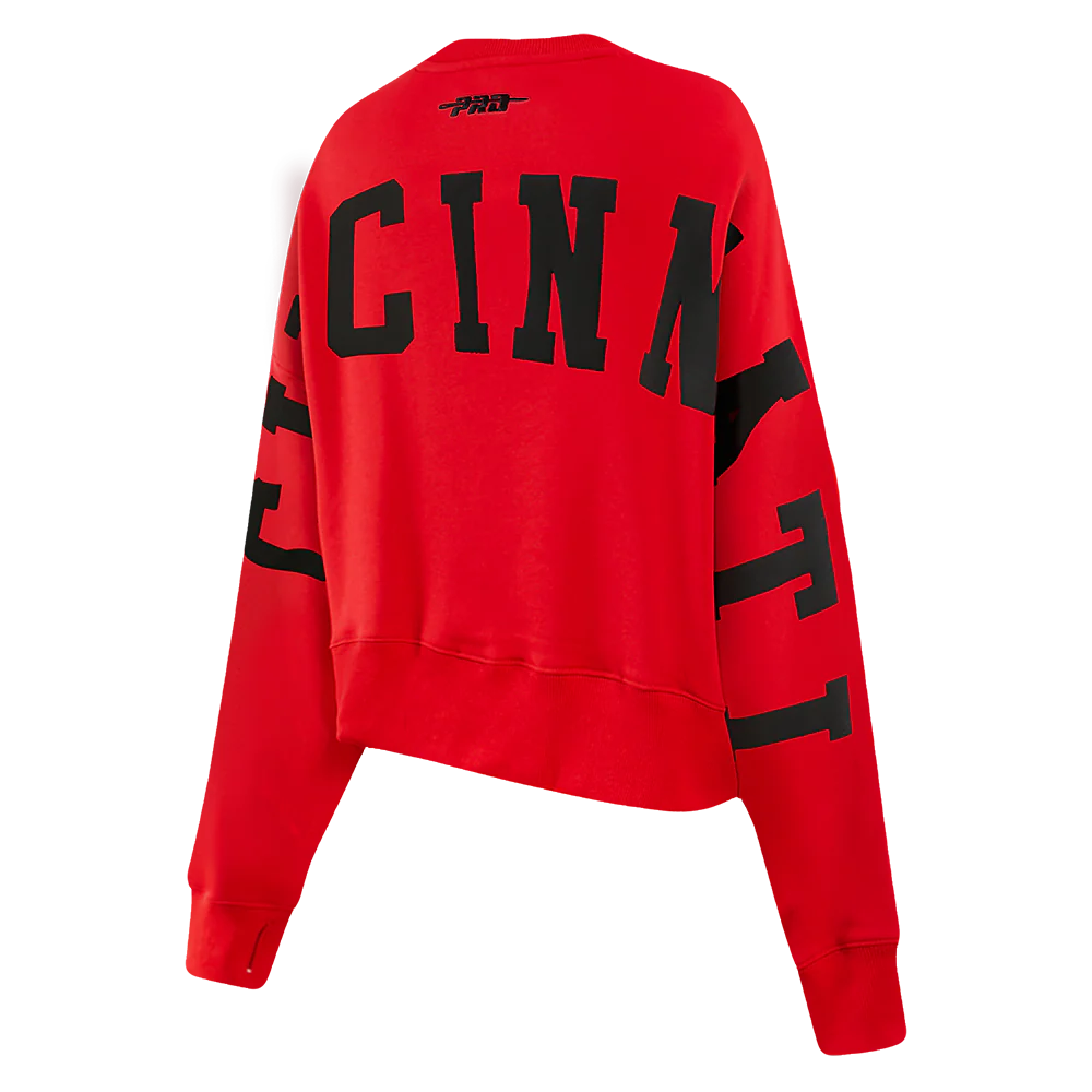 COLLEGE UNIVERSITY OF CINCINNATI WINGSPAN WOMEN'S FLC CREWNECK (RED) - Image 6