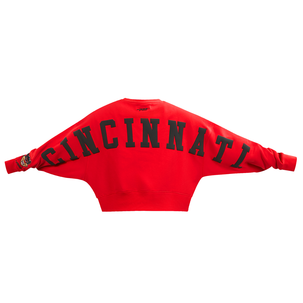 COLLEGE UNIVERSITY OF CINCINNATI WINGSPAN WOMEN'S FLC CREWNECK (RED) - Image 7