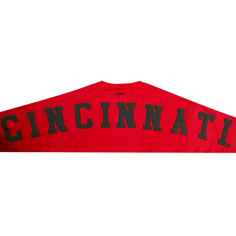 COLLEGE UNIVERSITY OF CINCINNATI WINGSPAN WOMEN'S FLC CREWNECK (RED) - Image 9