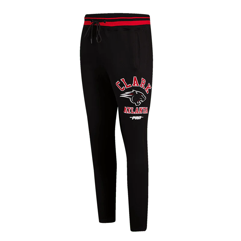 CLARK ATLANTA UNIVERSITY CLASSIC MEN'S STACKED LOGO SWEATPANT (BLACK/RED/BLACK)