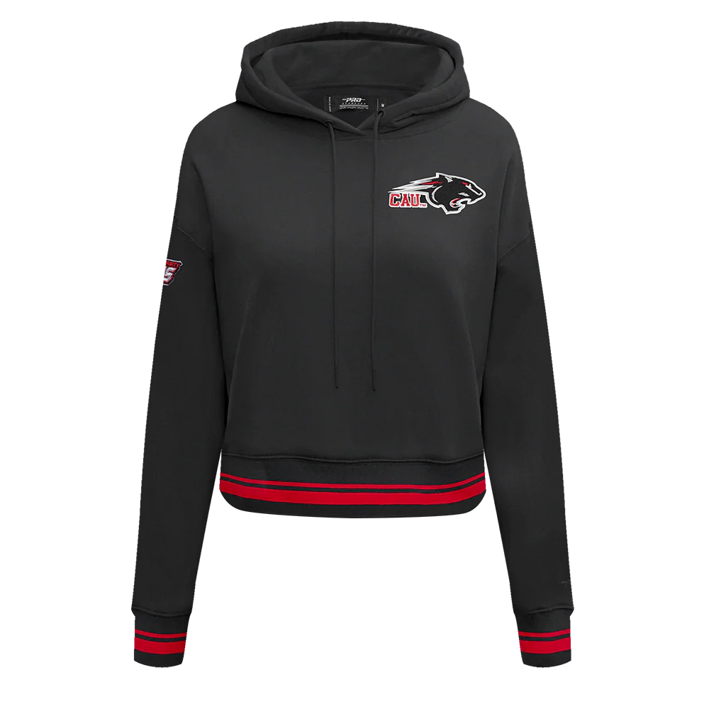 CLARK ATLANTA UNIVERSITY CLASSIC FLEECE RIB CROPPED PULLOVER HOODIE (BLACK/RED/BLACK) - Image 3