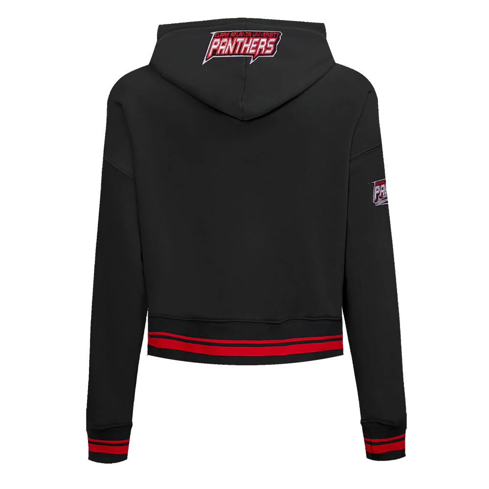 CLARK ATLANTA UNIVERSITY CLASSIC FLEECE RIB CROPPED PULLOVER HOODIE (BLACK/RED/BLACK) - Image 5