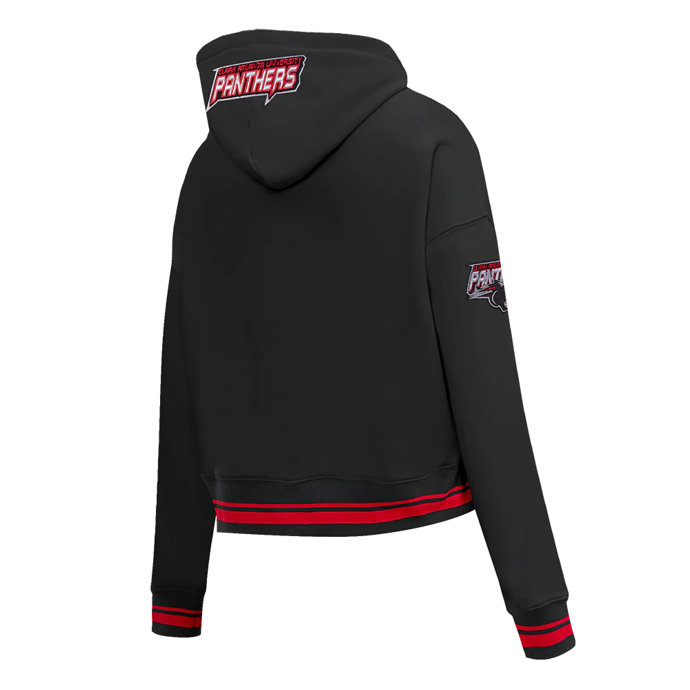 CLARK ATLANTA UNIVERSITY CLASSIC FLEECE RIB CROPPED PULLOVER HOODIE (BLACK/RED/BLACK) - Image 6