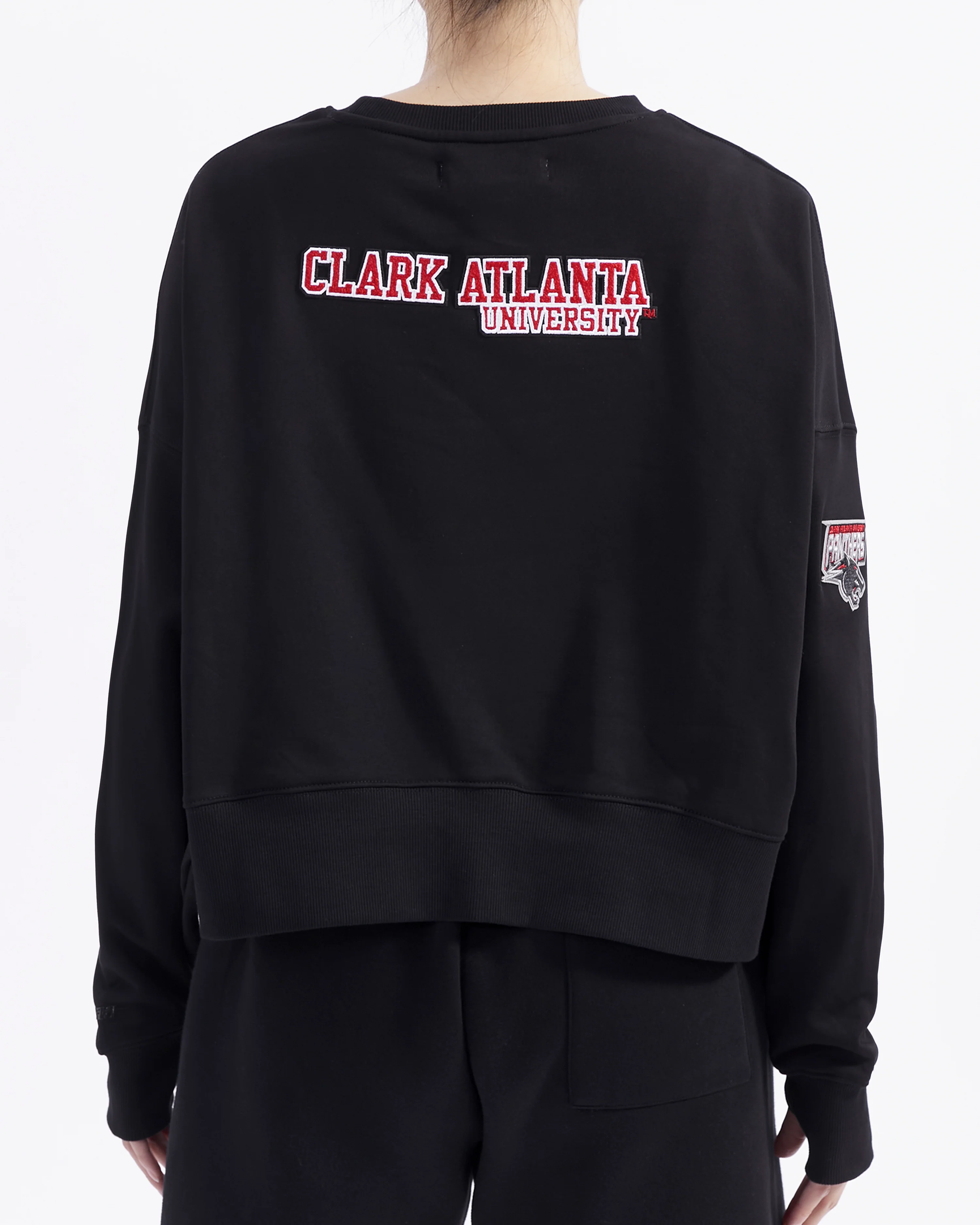 COLLEGE CLARK ATLANTA UNIVERSITY CLASSIC WOMEN'S FLC CREWNECK (BLACK) - Image 3