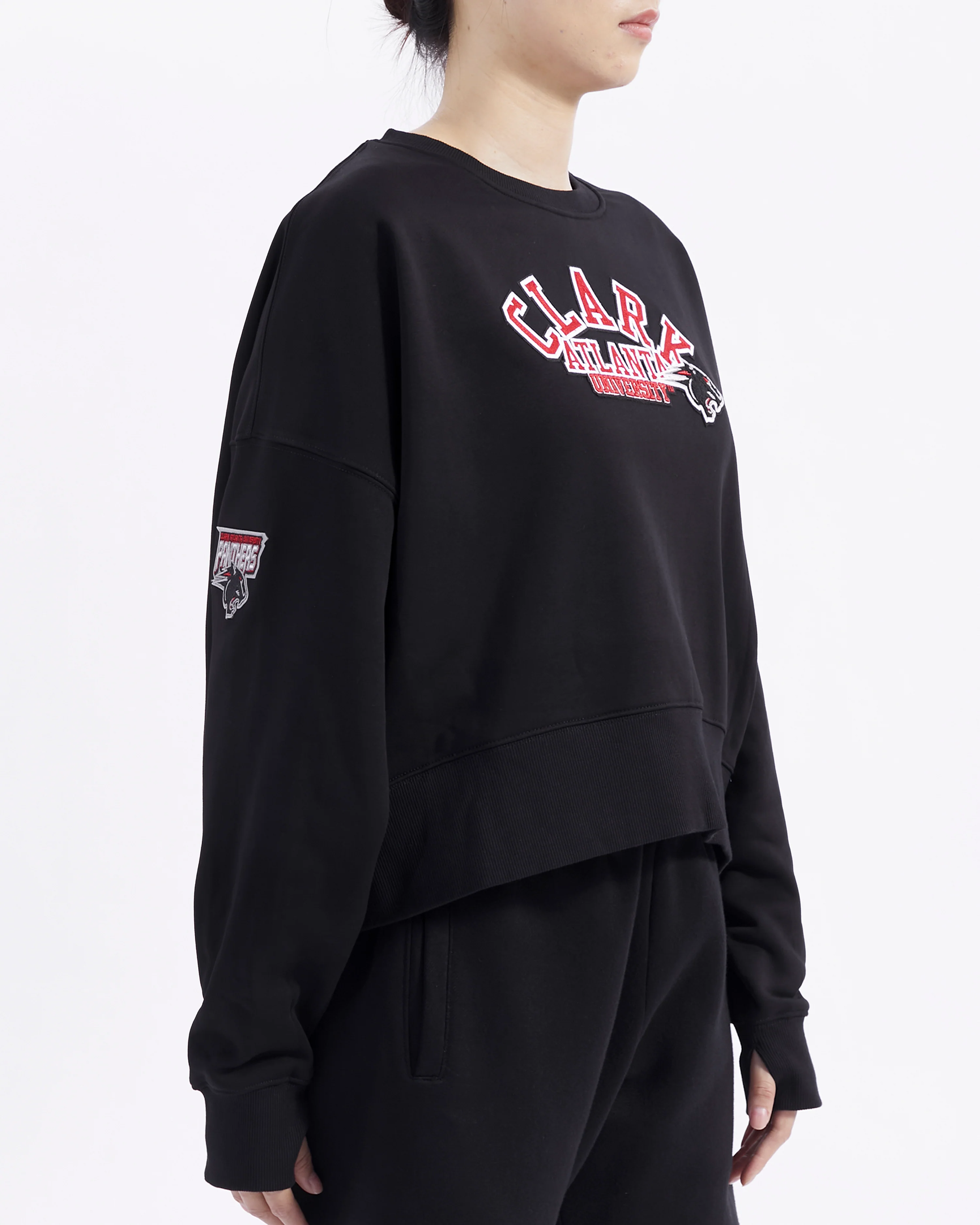 COLLEGE CLARK ATLANTA UNIVERSITY CLASSIC WOMEN'S FLC CREWNECK (BLACK) - Image 4