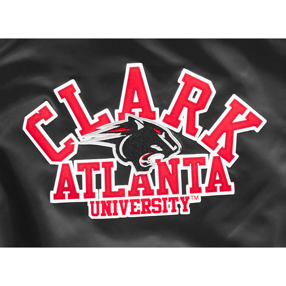 COLLEGE CLARK ATLANTA UNIVERSITY CLASSIC WOMEN'S RIB SATIN JACKET (BLACK/RED/BLACK) - Image 5