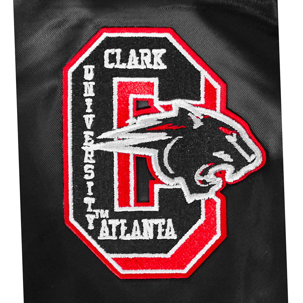 COLLEGE CLARK ATLANTA UNIVERSITY CLASSIC WOMEN'S RIB SATIN JACKET (BLACK/RED/BLACK) - Image 8