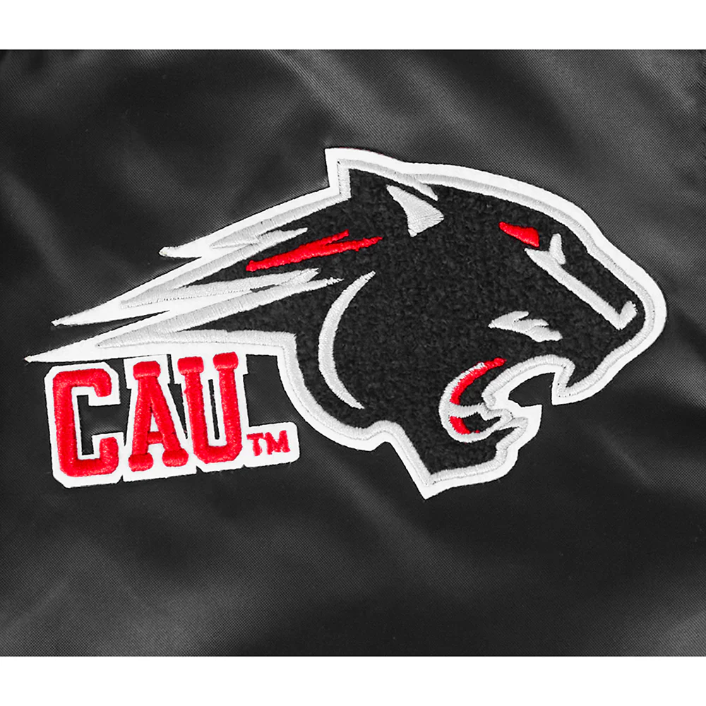 COLLEGE CLARK ATLANTA UNIVERSITY CLASSIC WOMEN'S RIB SATIN JACKET (BLACK/RED/BLACK) - Image 9