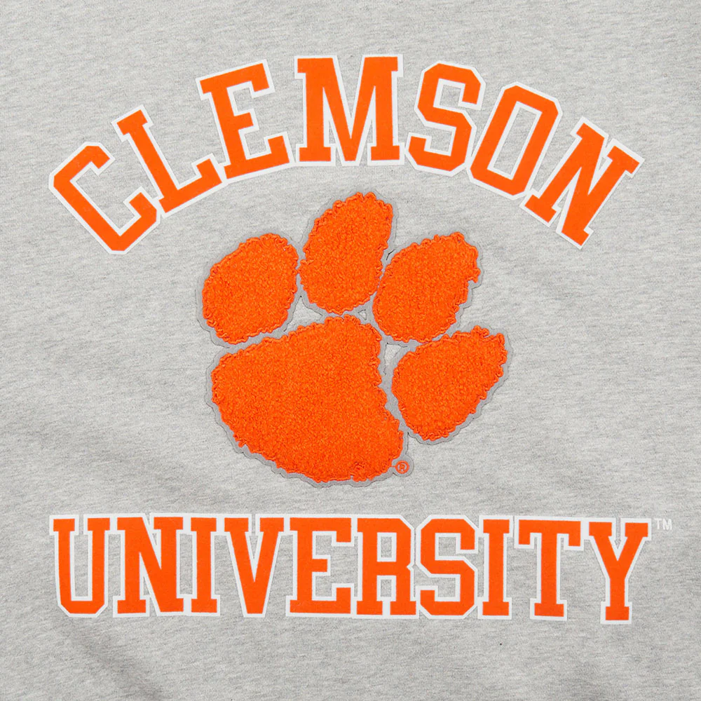 CLEMSON UNIVERSITY CLASSIC MEN'S STACKED LOGO CREWNECK (HEATHER GRAY/BLACK) - Image 5