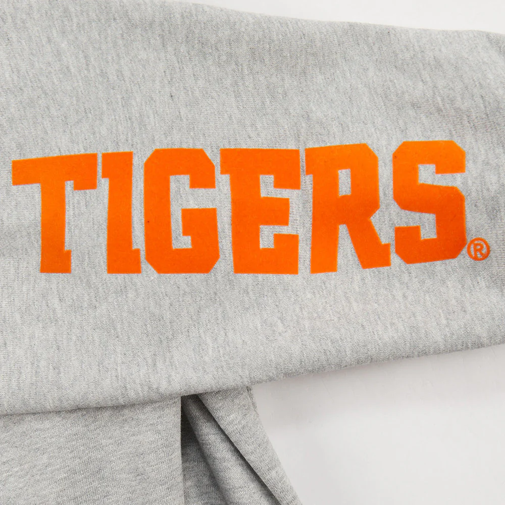 CLEMSON UNIVERSITY CLASSIC MEN'S STACKED LOGO CREWNECK (HEATHER GRAY/BLACK) - Image 6