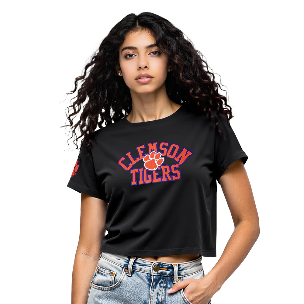 CLEMSON UNIVERSITY CLASSIC SINGLE JERSEY BOXY TEE (BLACK) - Image 2