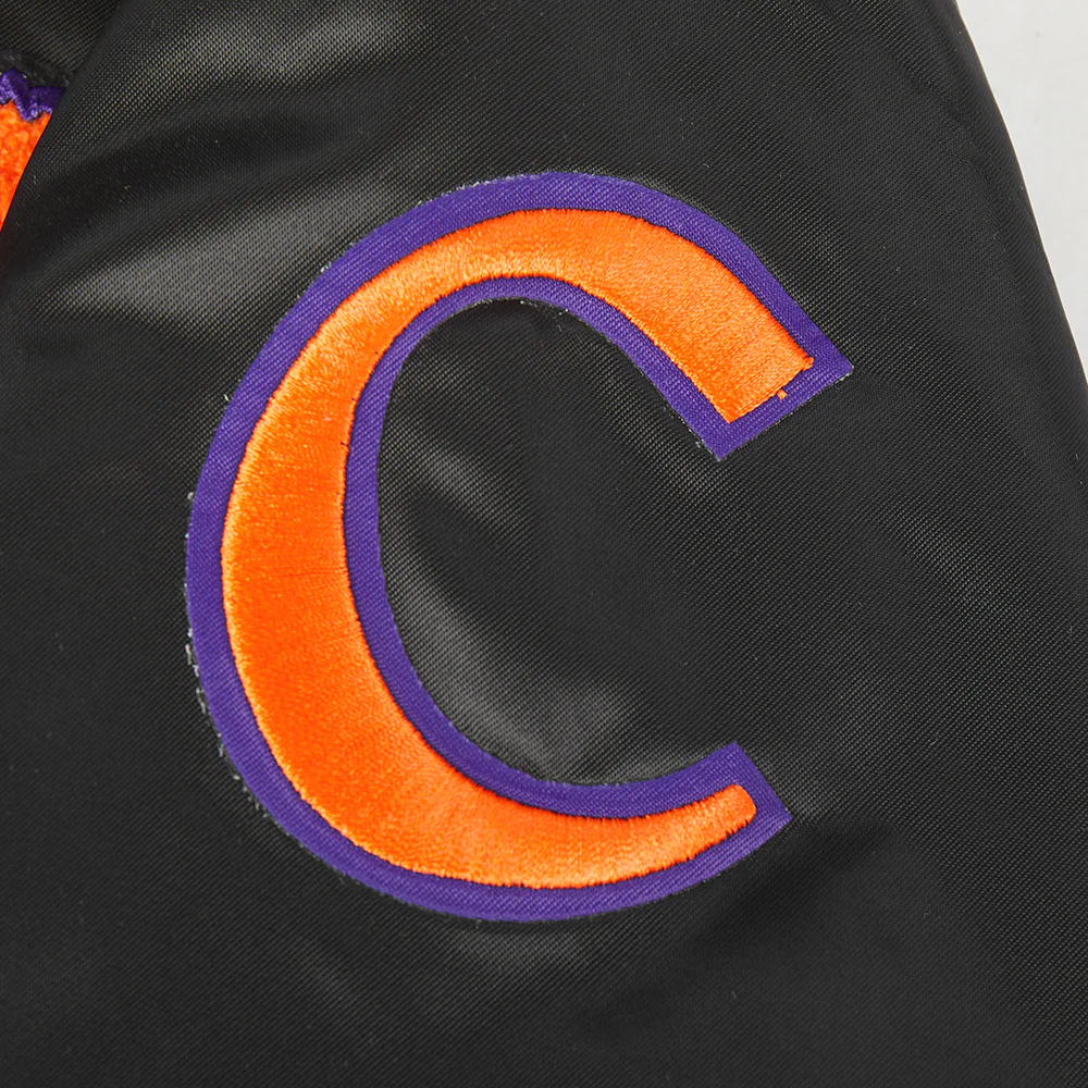 COLLEGE CLEMSON UNIVERSITY CLASSIC WOMEN'S RIB SATIN JACKET (BLACK/ORANGE) - Image 7