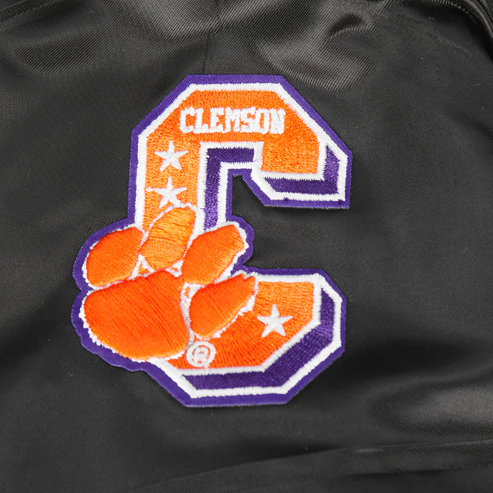 COLLEGE CLEMSON UNIVERSITY CLASSIC WOMEN'S RIB SATIN JACKET (BLACK/ORANGE) - Image 8