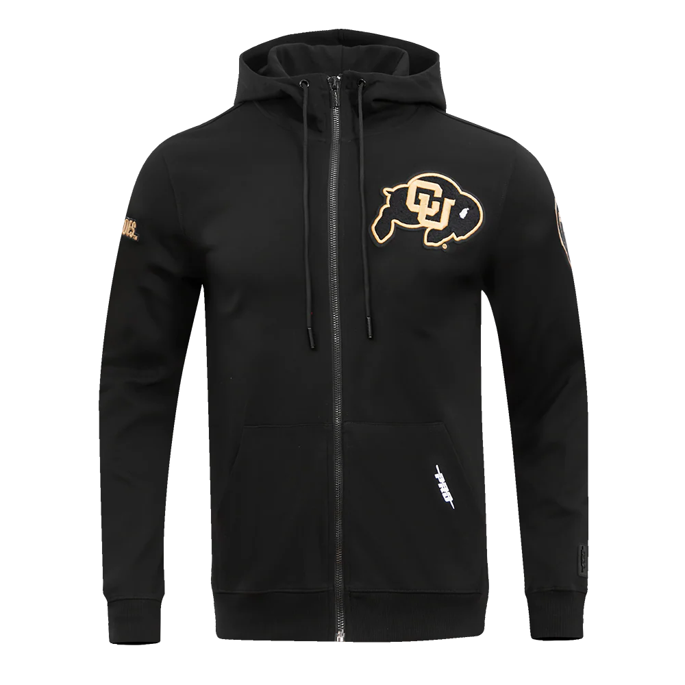 UNIVERSITY OF COLORADO CLASSIC MEN'S FULL ZIP PULLOVER HOODIE (BLACK)