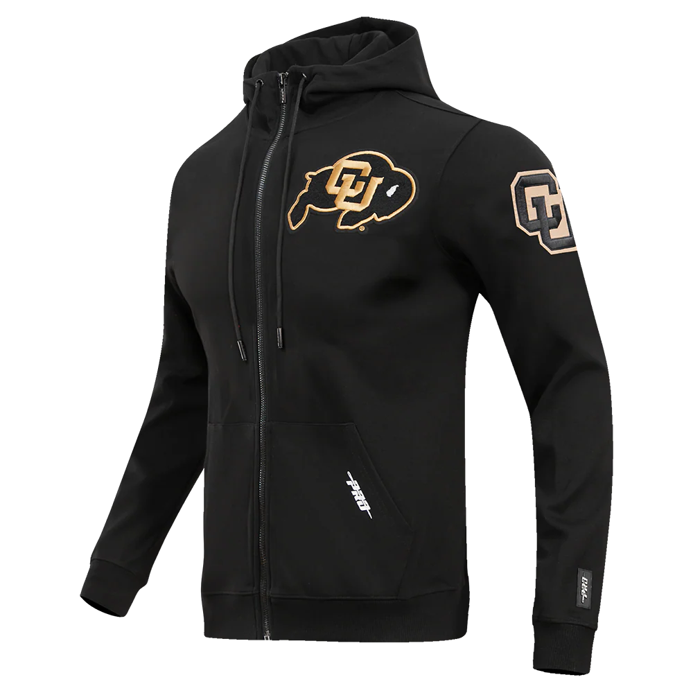 UNIVERSITY OF COLORADO CLASSIC MEN'S FULL ZIP PULLOVER HOODIE (BLACK) - Image 2