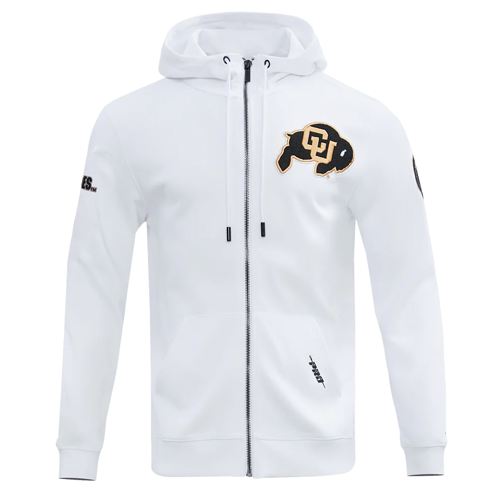 UNIVERSITY OF COLORADO CLASSIC MEN'S FULL ZIP PULLOVER HOODIE (WHITE) - Image 3